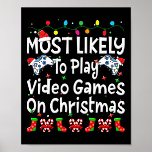 Mest troligt att spela videospel i julfamiljen poster