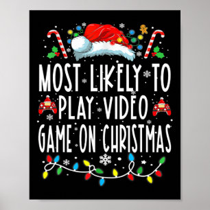 Mest troligt att spela videospel i julspel poster
