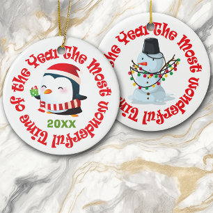Mest underbar tid Penguin Snögubbe Julgransprydnad Keramik
