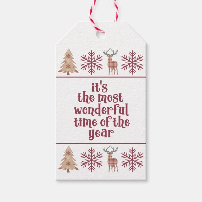 Mest underbar Time Woodland Gräns Snowflake Presentetikett (Framsidan)