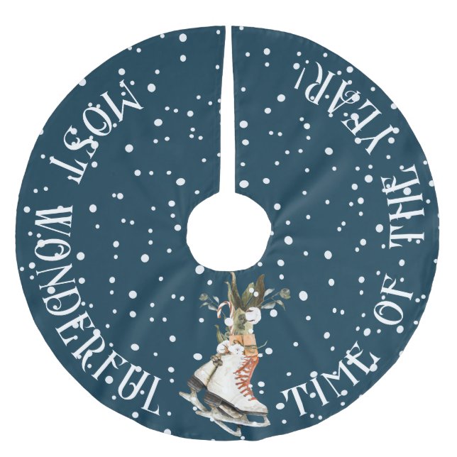 Mest underbara årstid, isskal och Snö Julgransmatta Borstad Polyester (Framsidan)