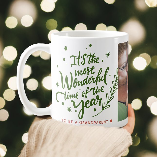 Mest Underbara Tid Jul Festlig Julbild Kaffemugg (Most Wonderful Time Festive Christmas Photo Coffee Mug)