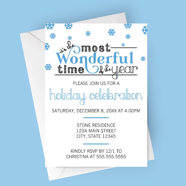 Mest Underbara Tid på Årets Festinladan Inbjudningar (The Most Wonderful Time of the Year Holiday Celebration Invitation)