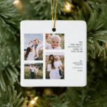 Mest underbara tidschristmas multifoto julgransprydnad keramik<br><div class="desc">Modern,  grafisk,  minimal christmas-design med multifoto-helgdag. Bild av modern 4-fotodesign med fantastisk tid på året</div>