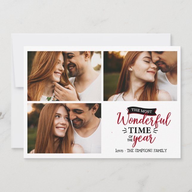 Mest underbara tidsinställda Red Helgdag-fotokolla Kort (Framsida)