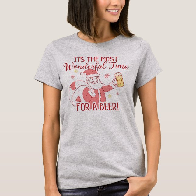 Mest underbara Time för en ölSanta jul Tee Shirt (Framsida)