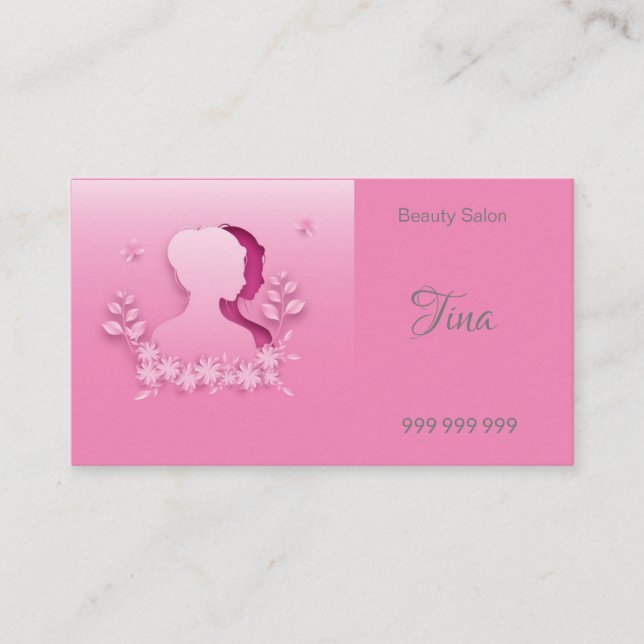 Mest vacker rosa Beauty Salon Visitkort (Framsida)