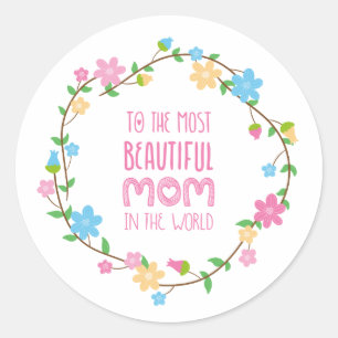 Mest vackra Mamma Mors dag Sticker Runt Klistermärke
