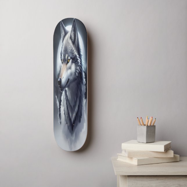 Mestastisk Varg Art, Digital Art Design Mini Skateboard Bräda 18,5 Cm (Väggkonst)
