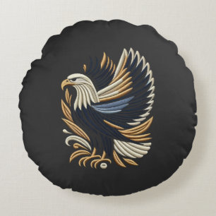 Mestetisk Eagle Embroidery Design Bold Patriotic Rund Kudde