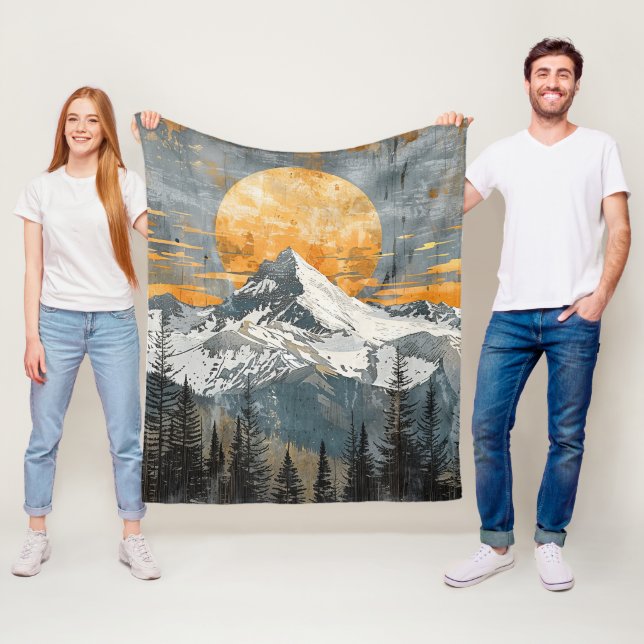 Mestriskt bergslandskap - Rustik natur Fleecefilt (På plats)