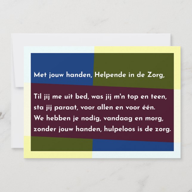 Met jouw handen, Helpende in de Zorg Tack Kort (Framsida)