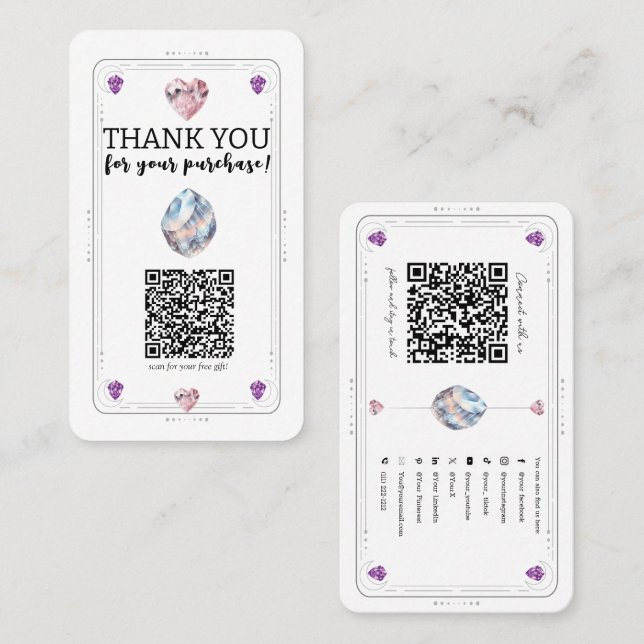 Metafysiska kristaller Kvarts Sociala medier QR Visitkort (Fram/baksida)