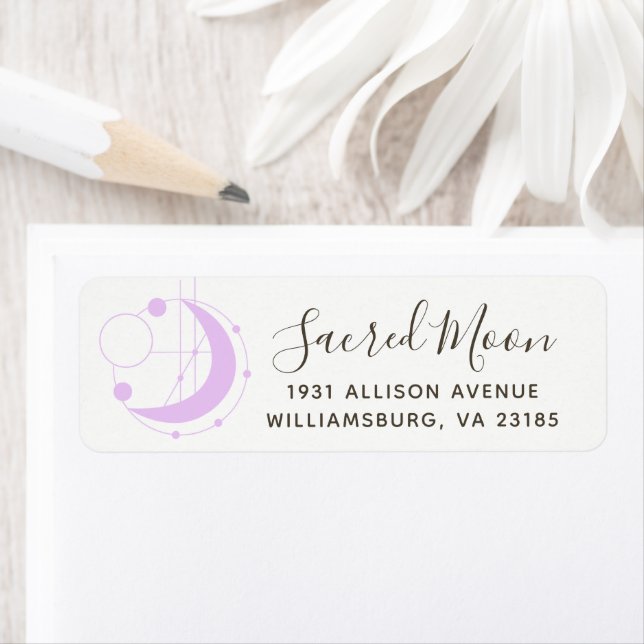 Metahysisk geometrisk Måne-minimal Lila Returadress Etikett (Insitu)