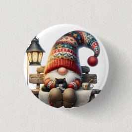 Metal Button Pin Winter Gnome Knapp