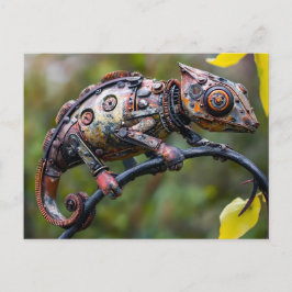 Metal Chameleon on Branch twig sitting Vykort