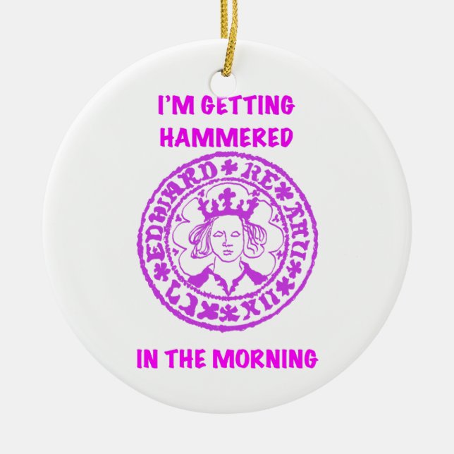 Metal Detecting Pink Hammered Coin Julgransprydnad Keramik (Framsidan)