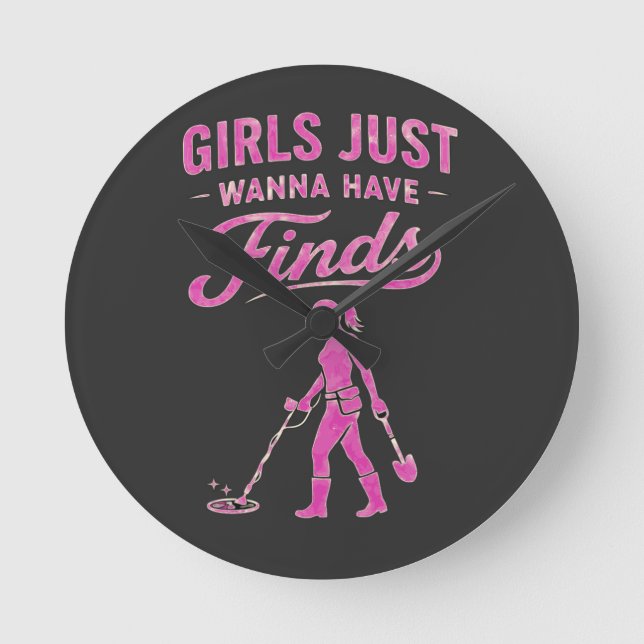 Metal Detecting Pink Lady Rund Klocka (Framsida)