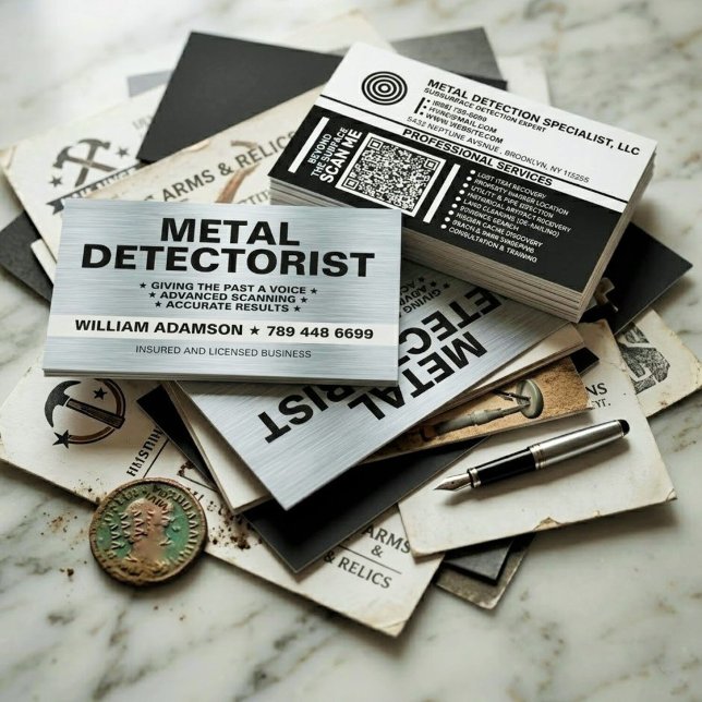 (METAL DETEKTION PRO, DETEKTORIST) METALLDETEKTION VISITKORT (steel Popular Metal Detecting Business Cards)