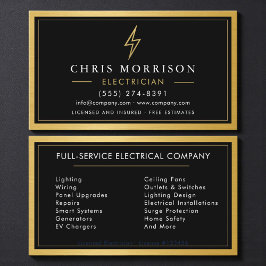 Metal Electrician Electrical Contractor Black Visitkort