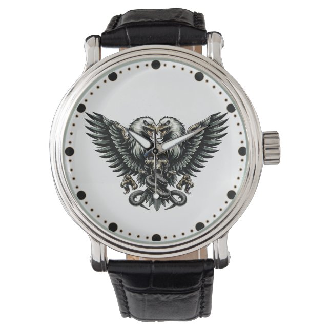 Metal Fan Armbanduhr Adler mit Totenkopf Armbandsur (Framsida)