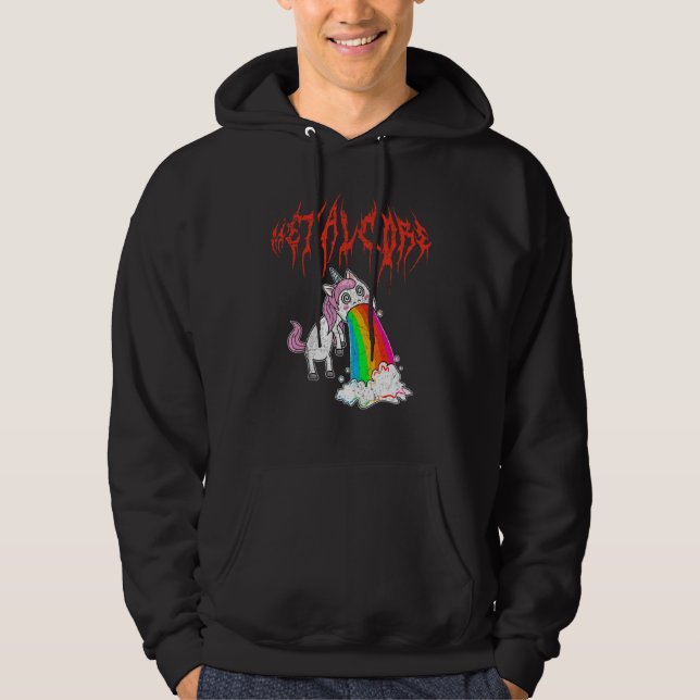 Metal Festival Puking Unicorn Death Metal Unicorn Hoodie (Framsida)