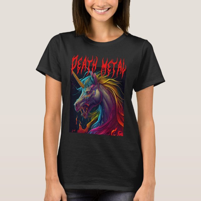 Metal Festival Puking Unicorn Death Metal Unicorn  T Shirt (Framsida)
