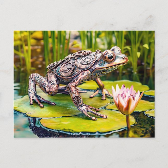 Metal Frog on Water Lily Vykort (Framsida)
