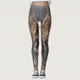 Metal Gitarrist mit Adlerflügeln und Totenschädel Leggings