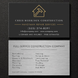 Metal Handyman Construction Black Gold  Visitkort