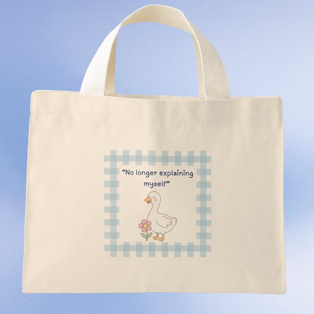 Metal Health Goose Gingham-handväska Mini Tygkasse ("No longer explaining myself" Mini tote bag)