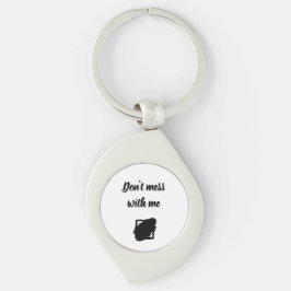 Metal Keychain Don’t Mess With MeMinimalist Design Swirl Silverfärgad Nyckelring