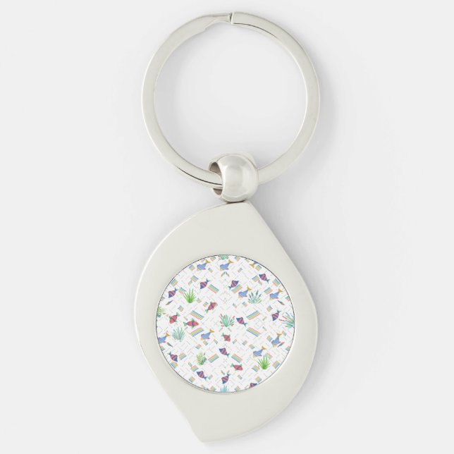 Metal Keychain Swirl Silverfärgad Nyckelring (Framsidan)