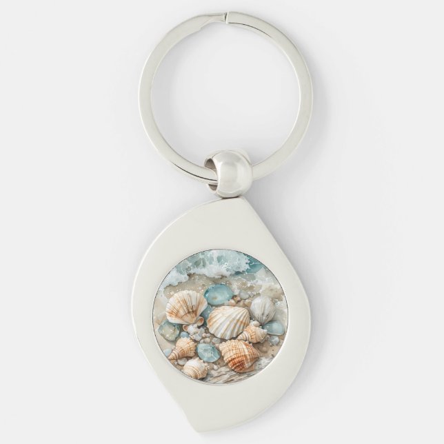 Metal Keychain Swirl Silverfärgad Nyckelring (Framsidan)