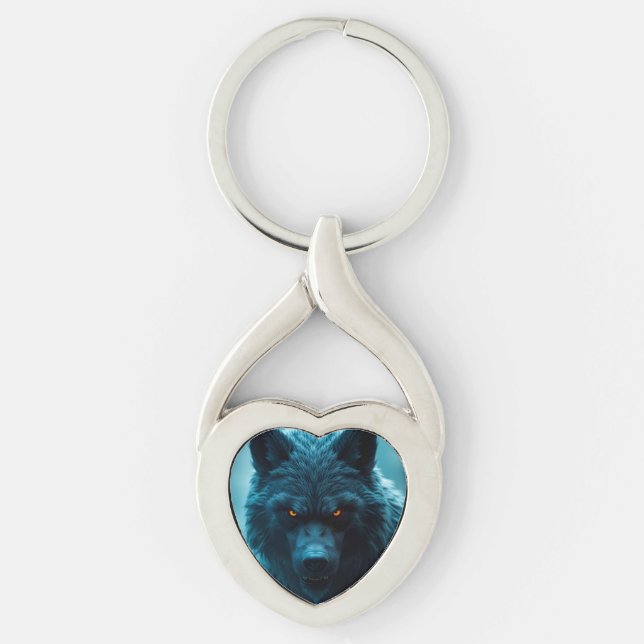 Metal Keychain Twisted Heart Silverfärgad Nyckelring (Framsidan)