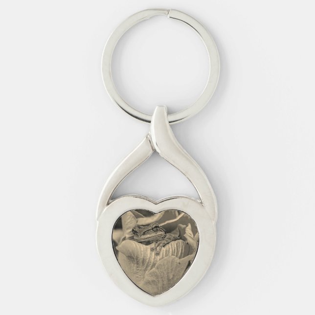 Metal Keychain Twisted Heart Silverfärgad Nyckelring (Framsidan)