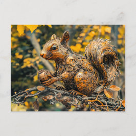 Metal Squirrel on Branch in autumn Vykort