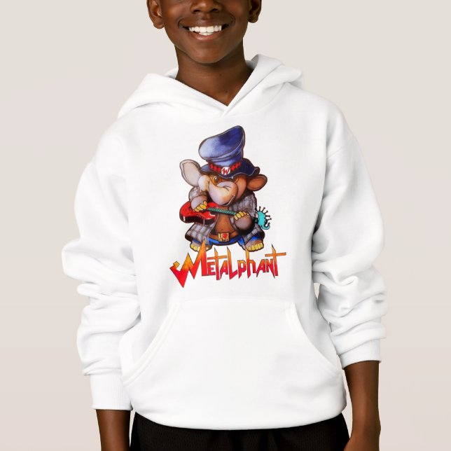 Metalfabant med Guitar Barn Pullover Hoodie T Shirt (Framsida)