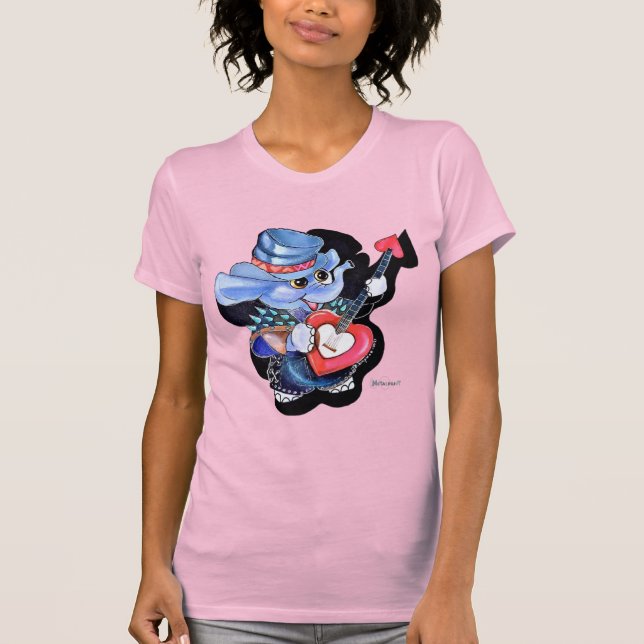 Metalfabet Heart Guitar Kvinnors tunna T-shirt (Framsida)