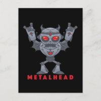 Metalhead - Heavy Metal Robot Djävul - Med Text