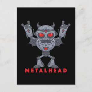Metalhead - Heavy Metal Robot Djävul - Med Text Vykort