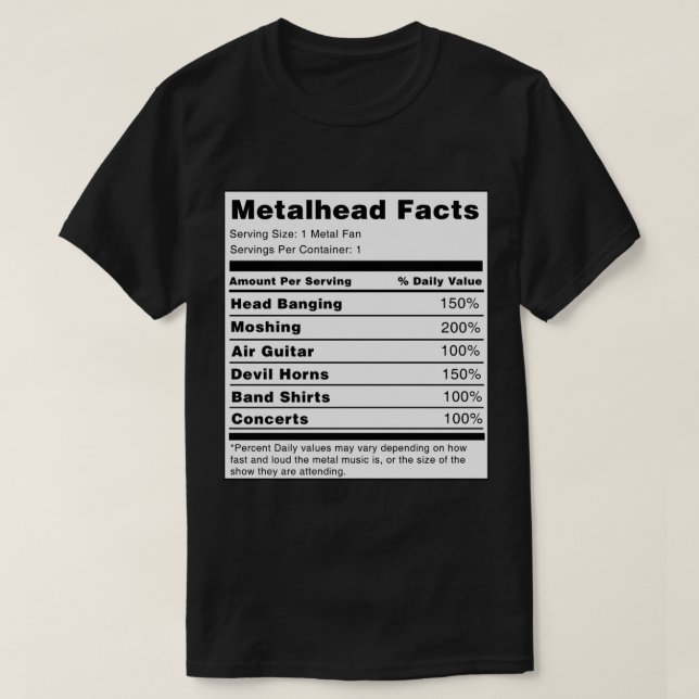 Metalhead Nutrition Facts Sticker.png T Shirt (Design framsida)