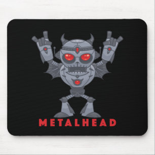 Metalhead - tungt Metall Robot Djävulen - med text Musmatta