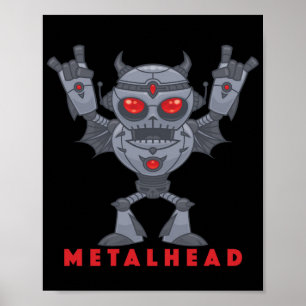 Metalhead - tungt Metall Robot Djävulen - med text Poster