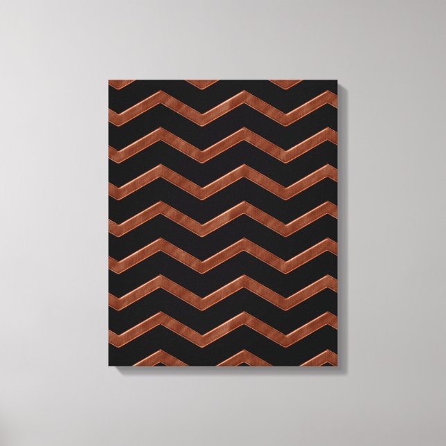 Metalic Bronze Zig Zag Mönster Canvastryck (Framsida)