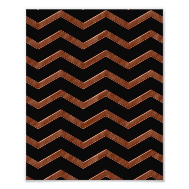 Metalic Bronze Zig Zag Mönster Fototryck (Framsidan)