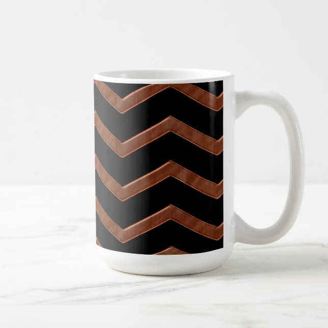 Metalic Bronze Zig Zag Mönster Kaffemugg (Höger)