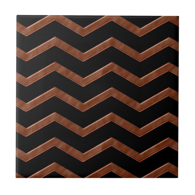 Metalic Bronze Zig Zag Mönster Kakelplatta (Framsidan)