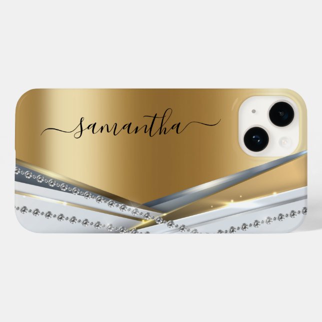 Metall 3-D-utseendet Kalligrafi Guld Monogram Diam (Baksida (horisontell))