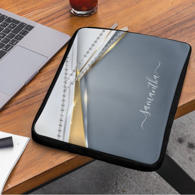 Metall 3-D-utseendet Kalligrafi Guld Monogram Diam Laptop Fodral (Skapare uppladdad)